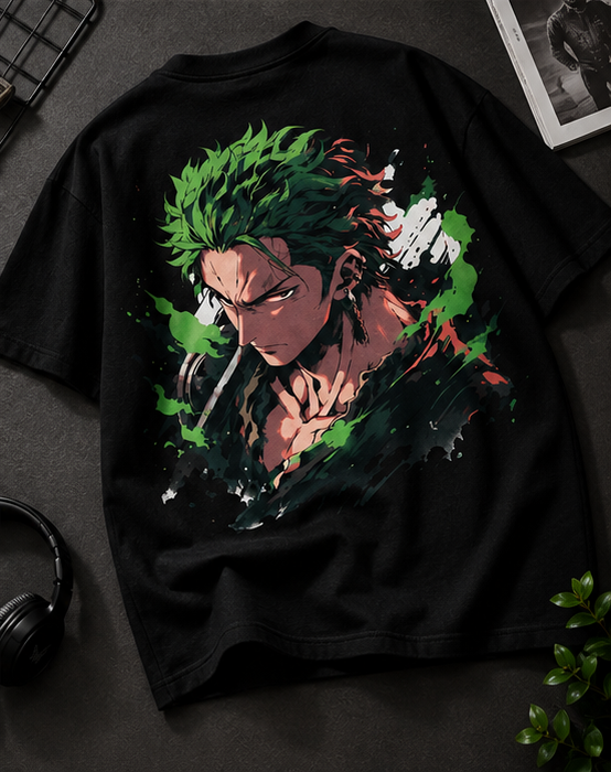 Roronoa Zoro Oversized Anime T-Shirt – Black