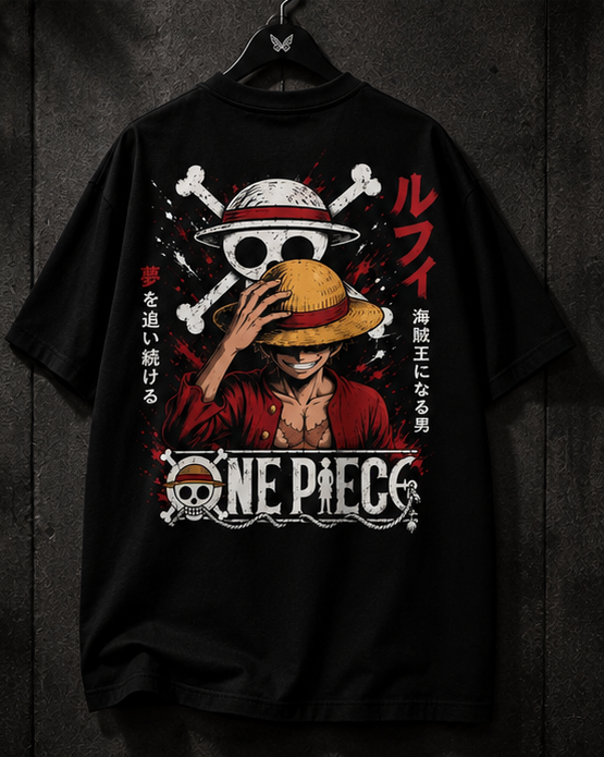 Monkey D. Luffy One Piece Oversized T-Shirt – Black