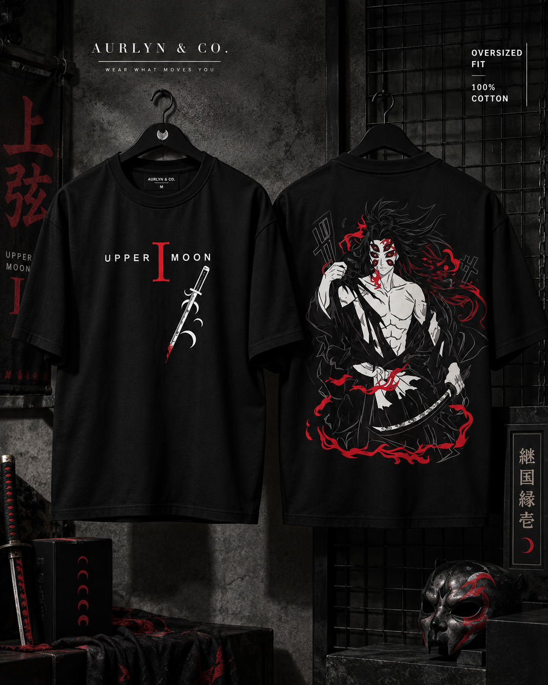 Upper Moon One Anime Oversized T-Shirt – Kokushibo Graphic