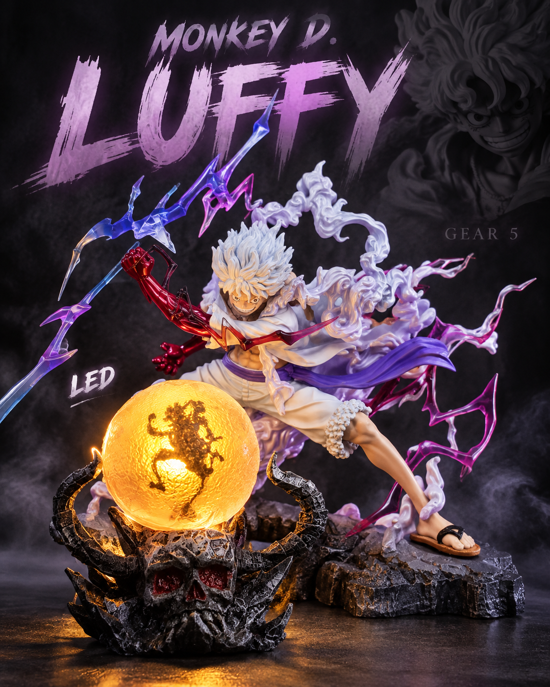 Monkey D. Luffy Gear 5 Anime Action Figure – Premium LED One Piece Collectible