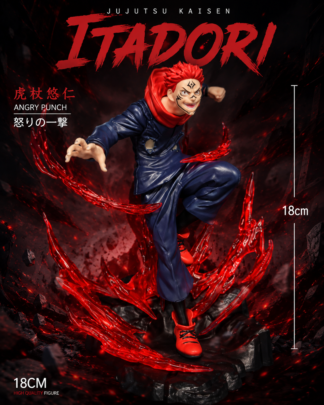 Itadori Yuji Angry Punch Action Figure – 20cm Jujutsu Kaisen Anime Collectible