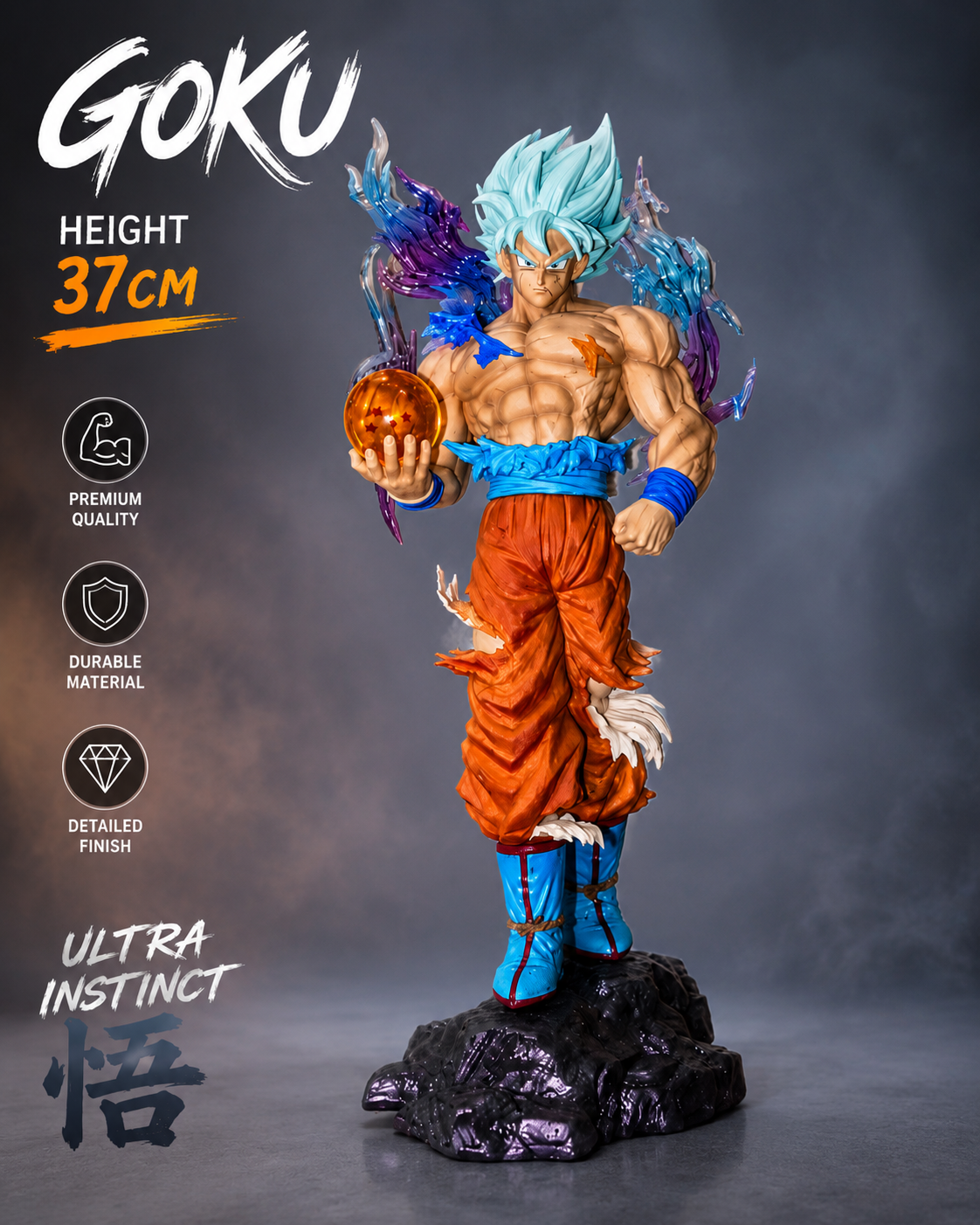 Goku Ultra Instinct Action Figure – Premium 37CM Dragon Ball Super Anime Collectible