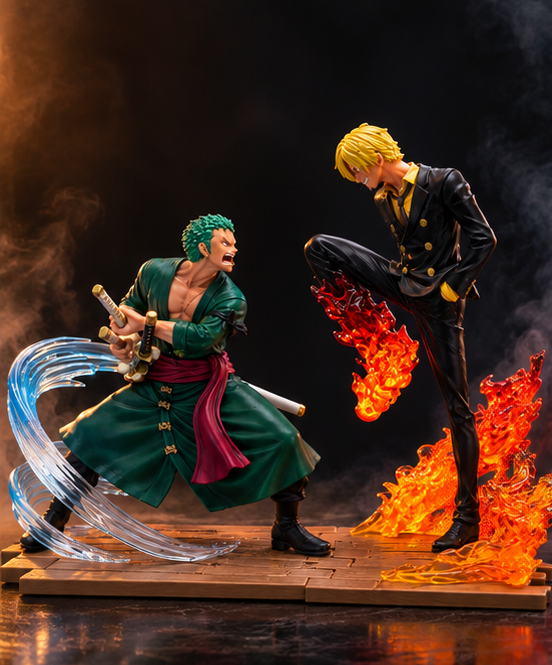 Roronoa Zoro vs Sanji PVC Action Figure – One Piece 18cm Anime Battle Diorama