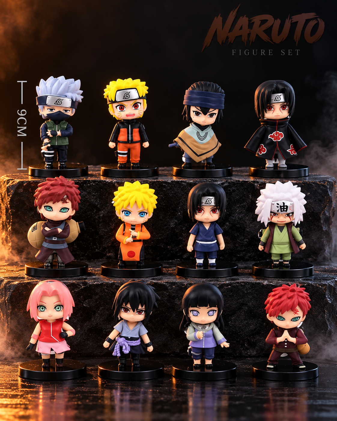 Naruto 9CM Miniature Chibi PVC 12 Piece Action Figure Set