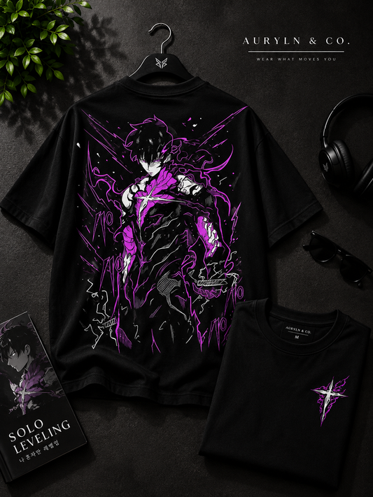 Sung Jin-Woo Shadow Monarch Solo Leveling Anime Oversized T-Shirt