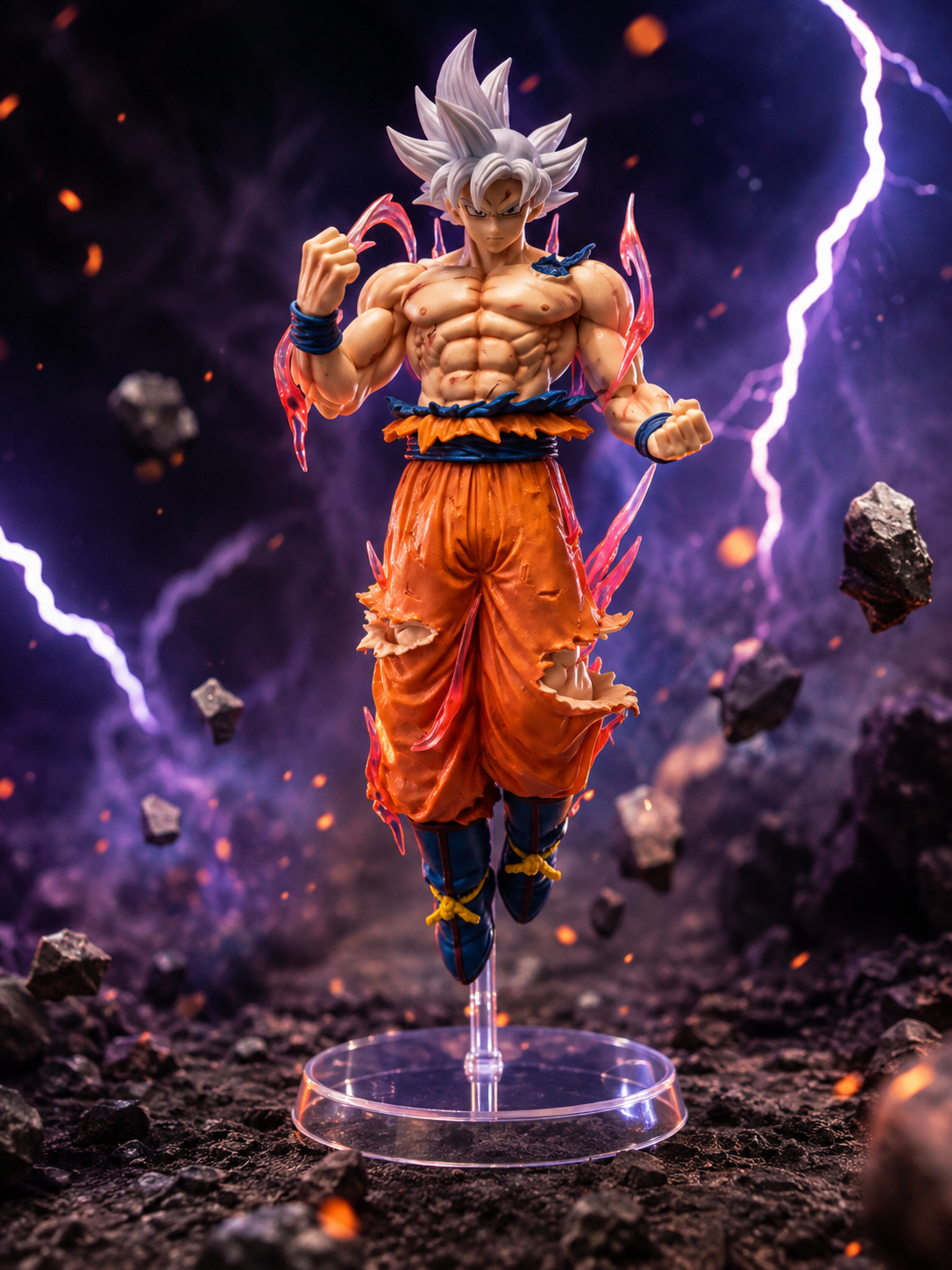 HATAKE Goku Ultra Instinct Anime Figure with Pink Aura Effects – Premium Collectible Display Statue