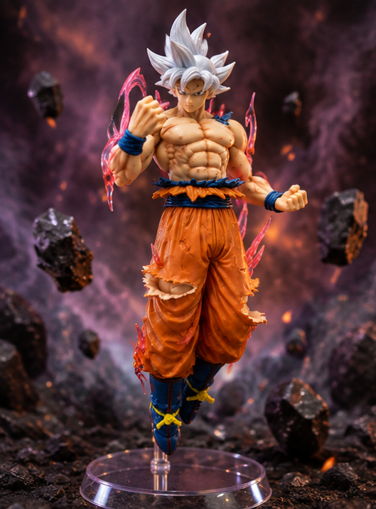 HATAKE Goku Ultra Instinct Anime Figure with Pink Aura Effects – Premium Collectible Display Statue