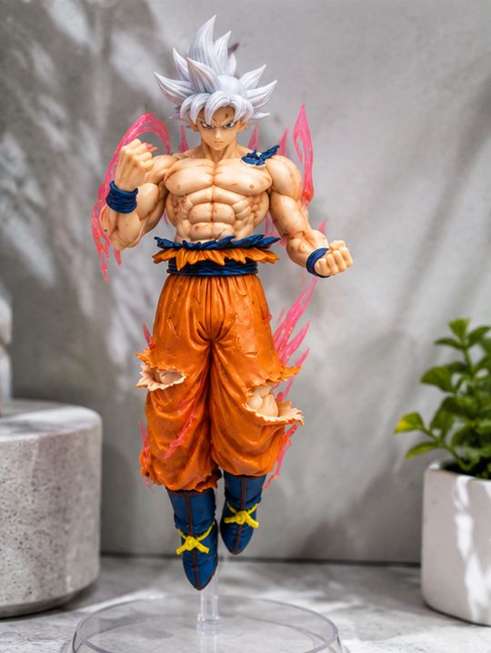 HATAKE Goku Ultra Instinct Anime Figure with Pink Aura Effects – Premium Collectible Display Statue