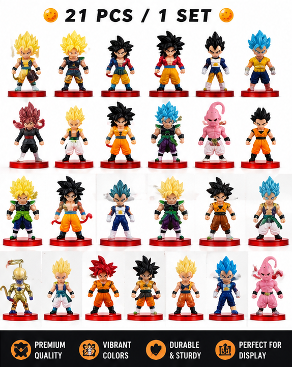 Dragon Ball 21-Piece Mini Figure Set | Premium Anime Collectible Figures | Display & Gift Set