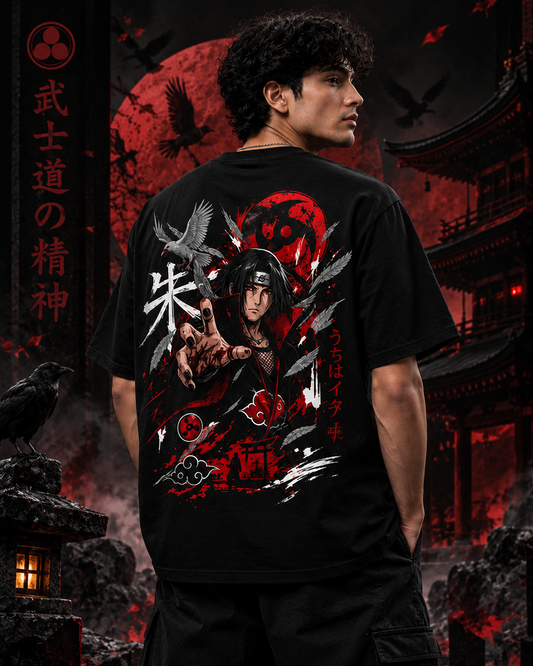 Itachi Uchiha Anime Oversized T-Shirt – 100% Cotton Japanese Streetwear Graphic Tee