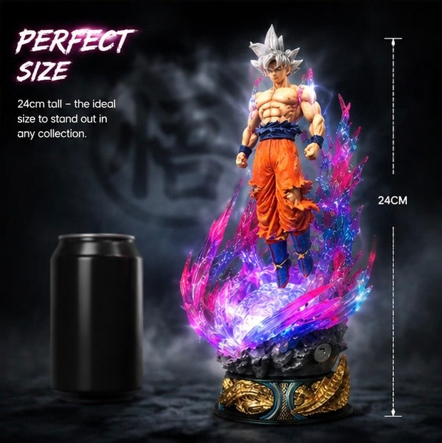 Goku Ultra Instinct LED Light Statue – 24cm Premium Anime Collectible