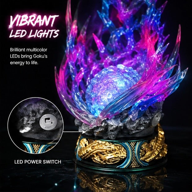 Goku Ultra Instinct LED Light Statue – 24cm Premium Anime Collectible