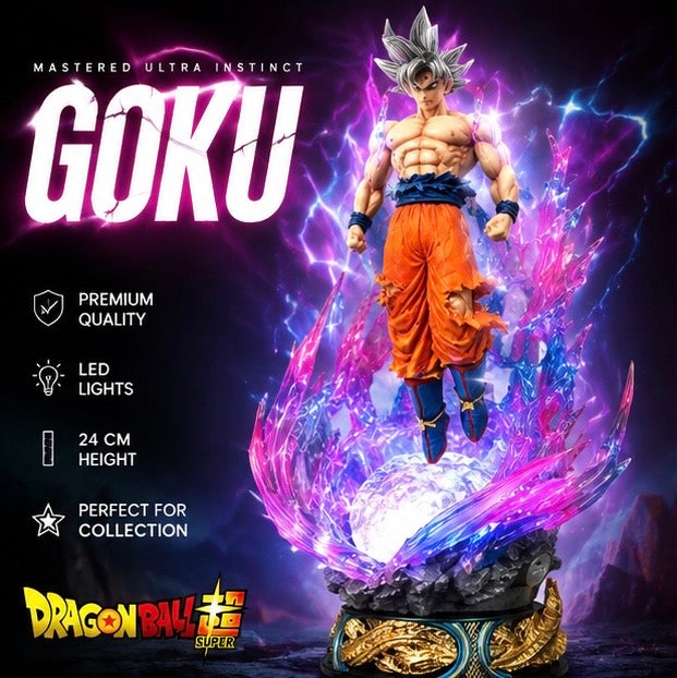 Goku Ultra Instinct LED Light Statue – 24cm Premium Anime Collectible